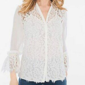 Chicos lace ruffle top size size 1 NWTS